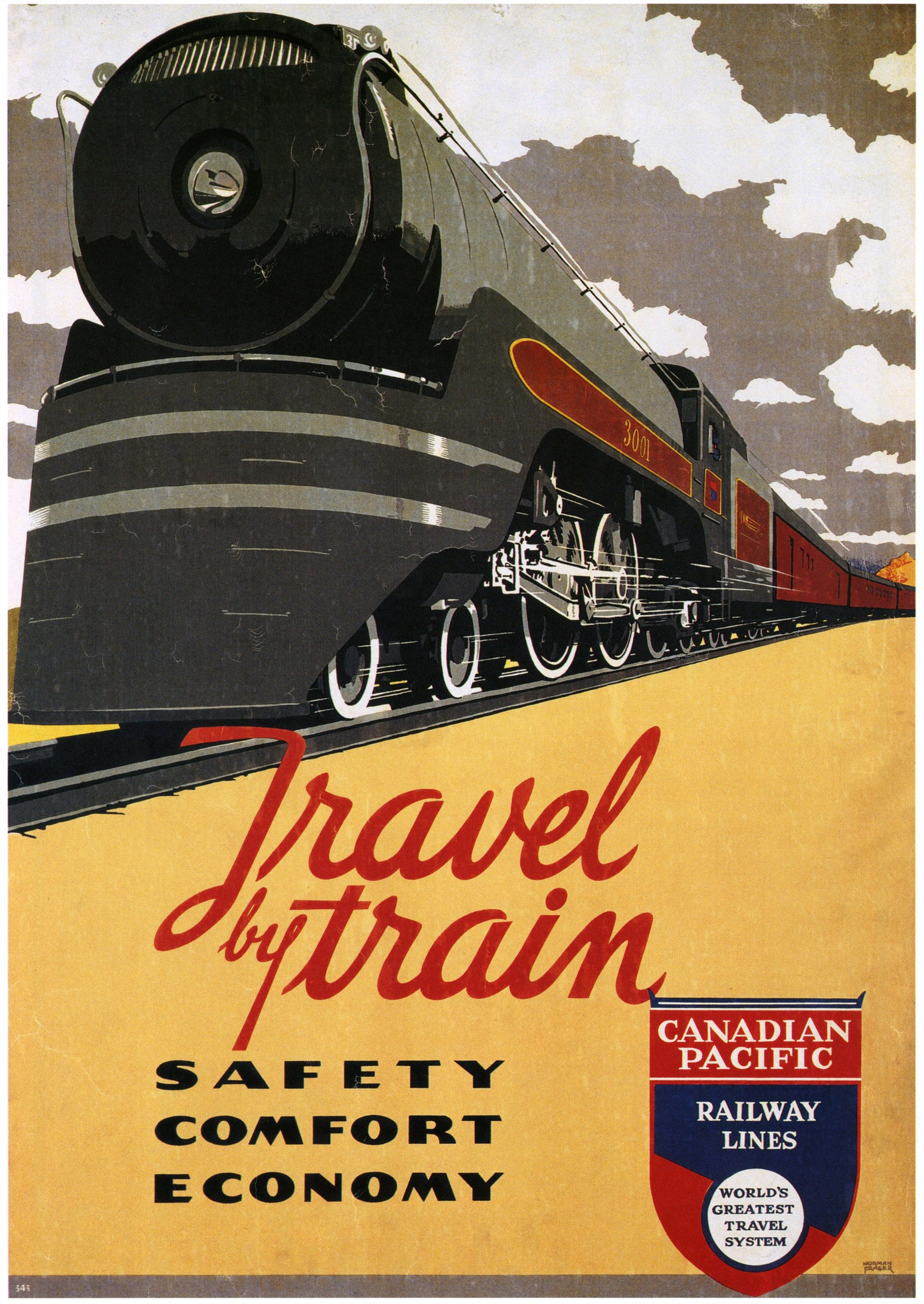1924 Trans Canada Canadian Pacific Vintage Railway Travel Advertisement Poster 